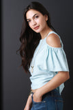 Cold Shoulder Open Tie Back Top