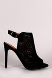 Perforated Nubuck Peep Toe Stiletto Heel