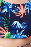 Tropical Print Halter Strappy Crop Top