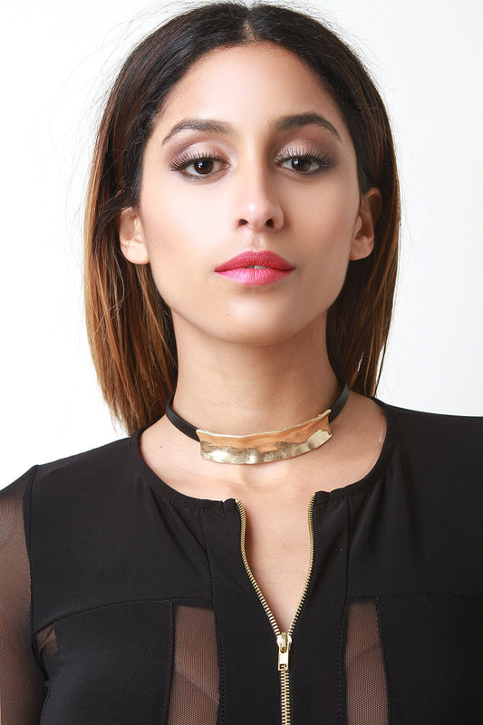 Hammered Metal Choker Necklace