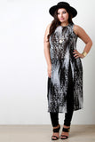 Printed Semi-Sheer Mesh High Slit Maxi Top