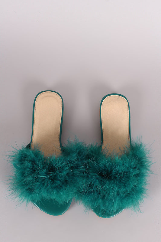 Fur Open Toe Slide Sandal