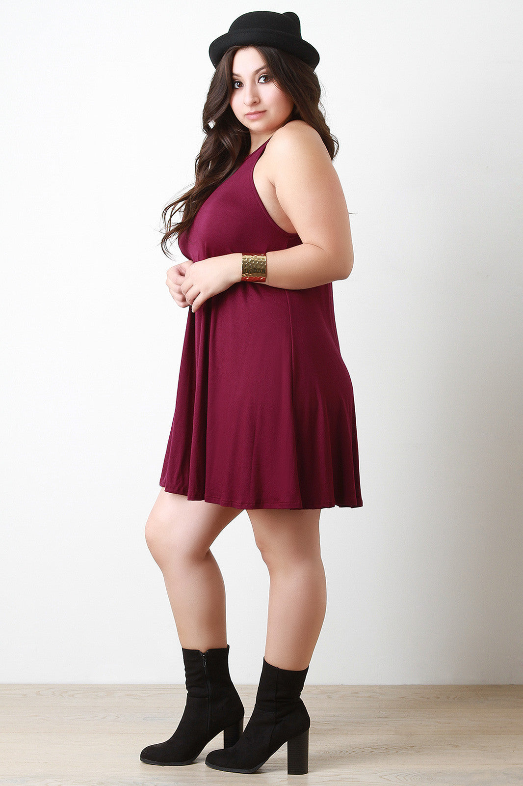 Basic Jersey Knit Sleeveless Shift Dress