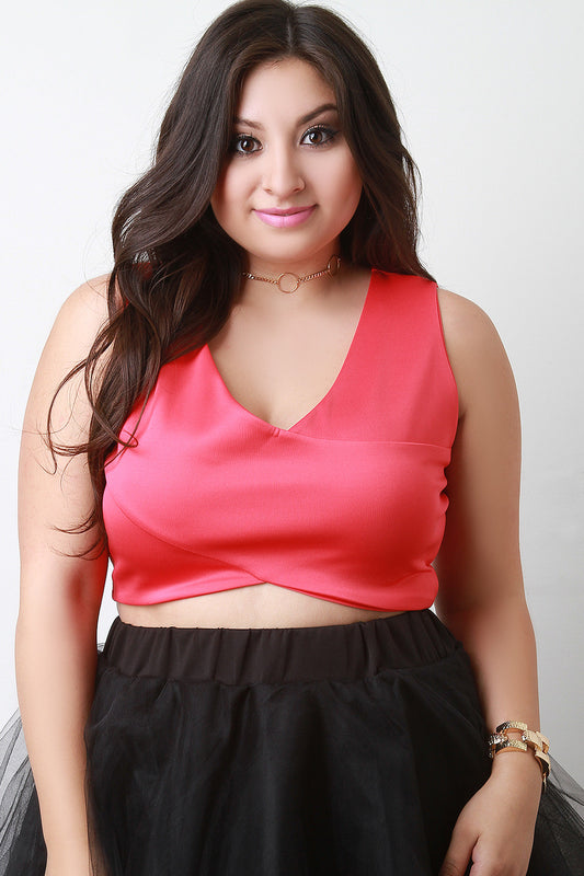 Deep V-Neck Sleeveless Crop Top