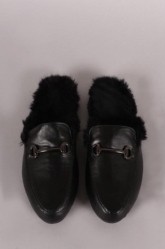 Leather Fur Lined Slip On Loafer
