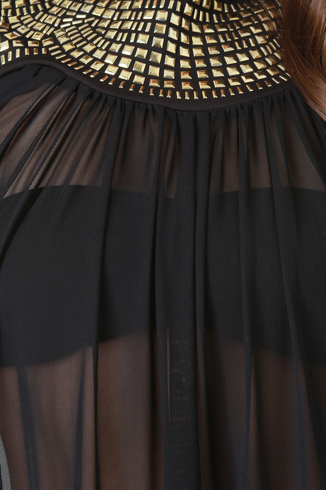 Chiffon Studded Yoke Cover Up Maxi Dress