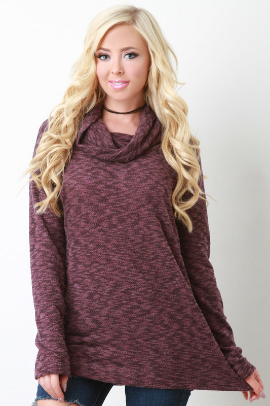 Cowl Neck Boxy Knit Sweater