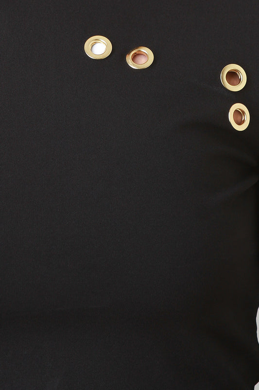 Grommets Cutout Slit Pencil Skirt