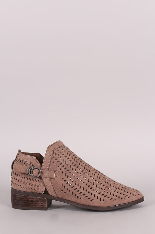 Bamboo Perforated Almond Toe Booties