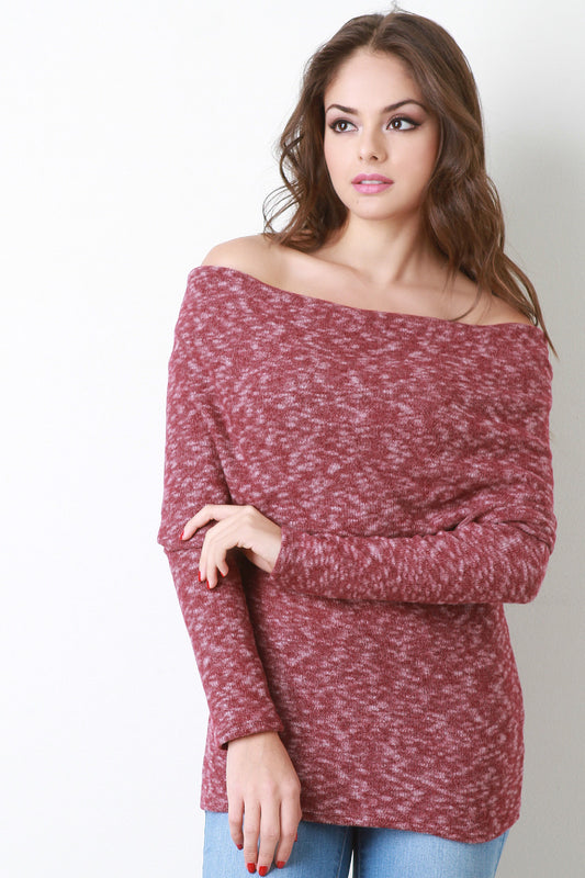 Fold Over Off The Shoulder Cowl Sweater