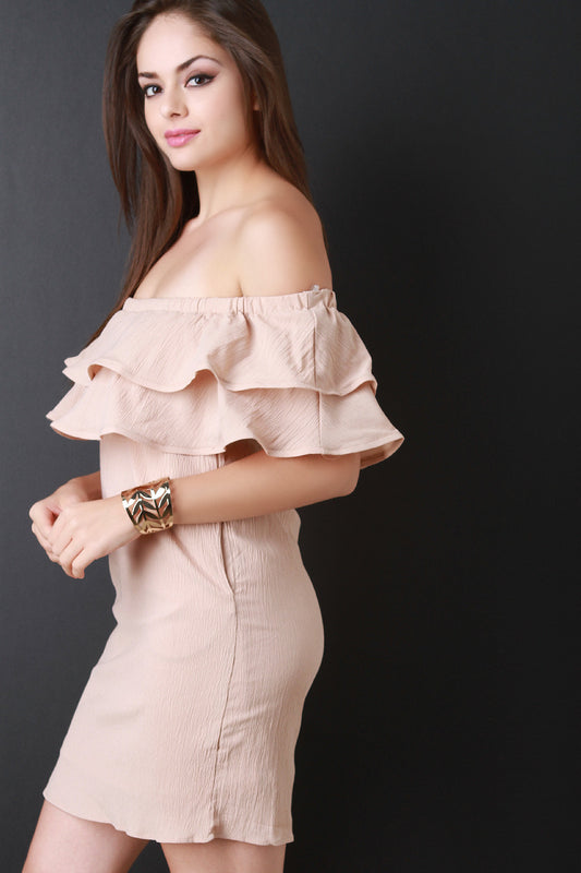 Tiered Ruffle Off The Shoulder Mini Dress