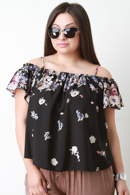 Flower Petal Open Shoulder Top