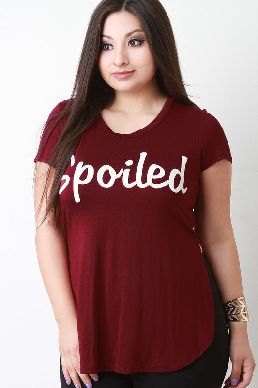 Short Sleeve Jersey Knit Spoiled Print Tee
