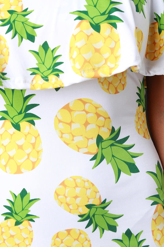 Pineapple Print Off The Shoulder Bodycon Dress
