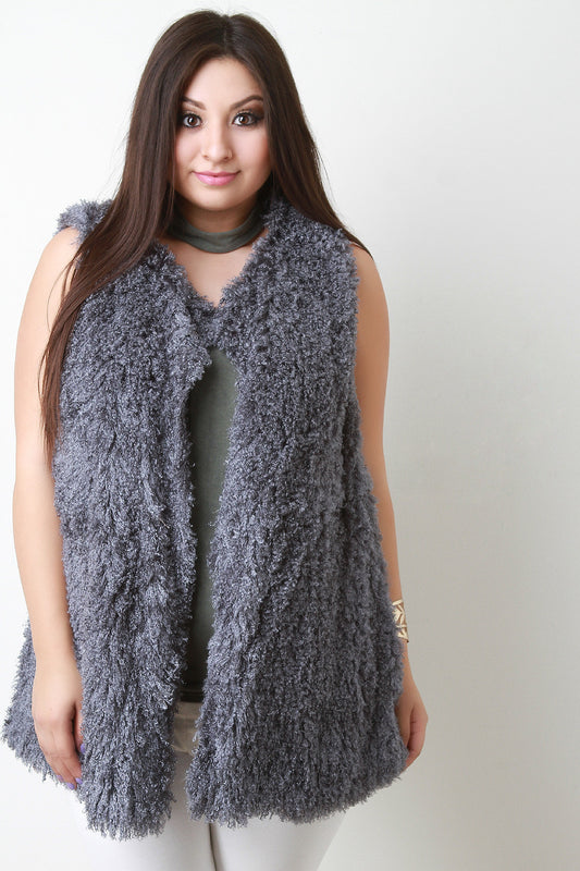Open Front Shearling Vest