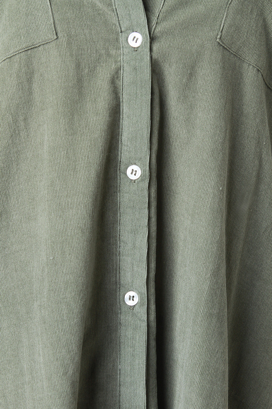 Cable Knit Sleeve Corduroy Button Up Tunic