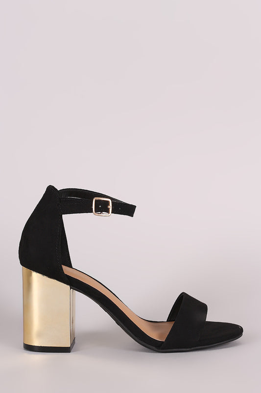 Bamboo Open Toe Reflective Chunky Heel