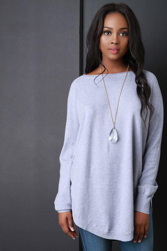 Slouchy Soft Knit Long Sleeve Top