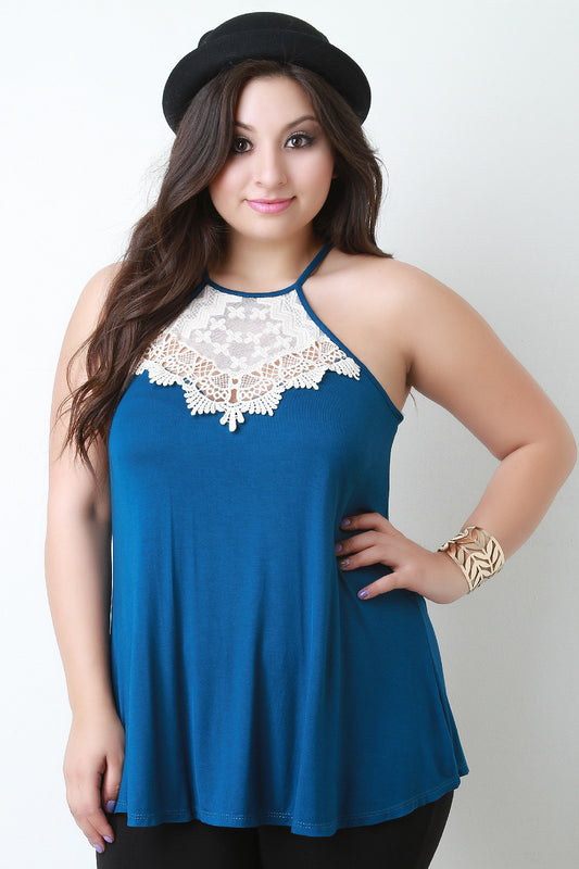 Crochet Accent Sleeveless Top