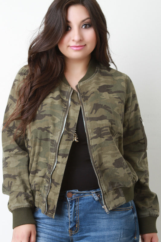 Camouflage Zip Up Bomber Jacket