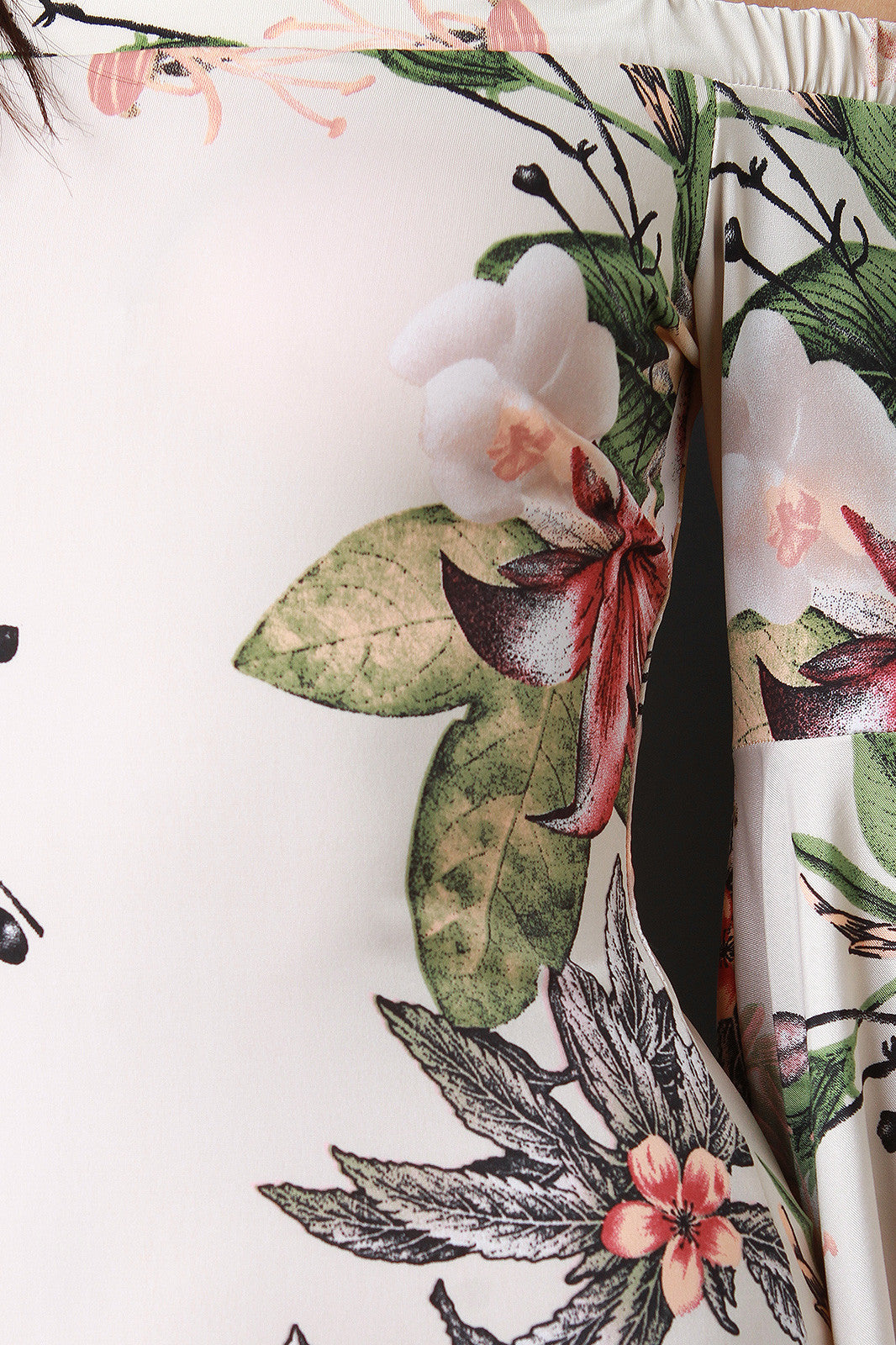 Bell Sleeves Bardot Floral Slit Dress