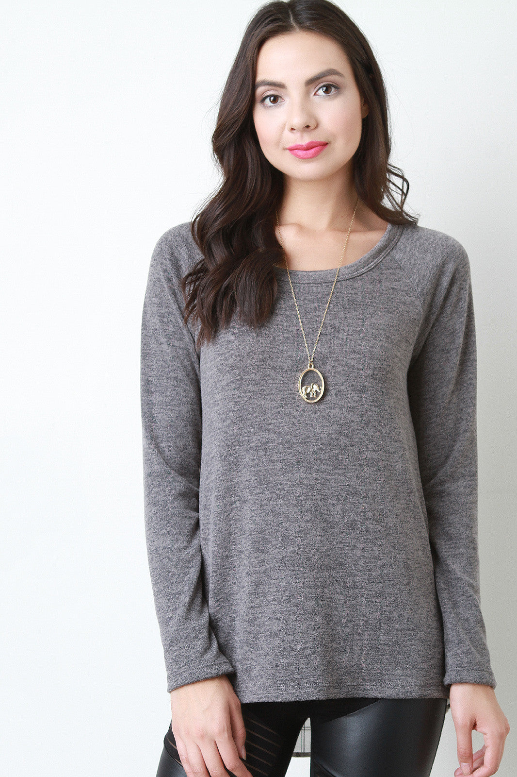 Button Up Back Long Sleeve Sweater