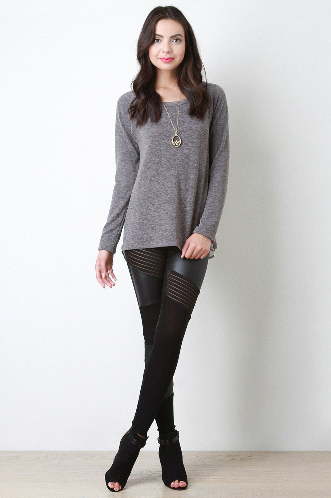 Button Up Back Long Sleeve Sweater