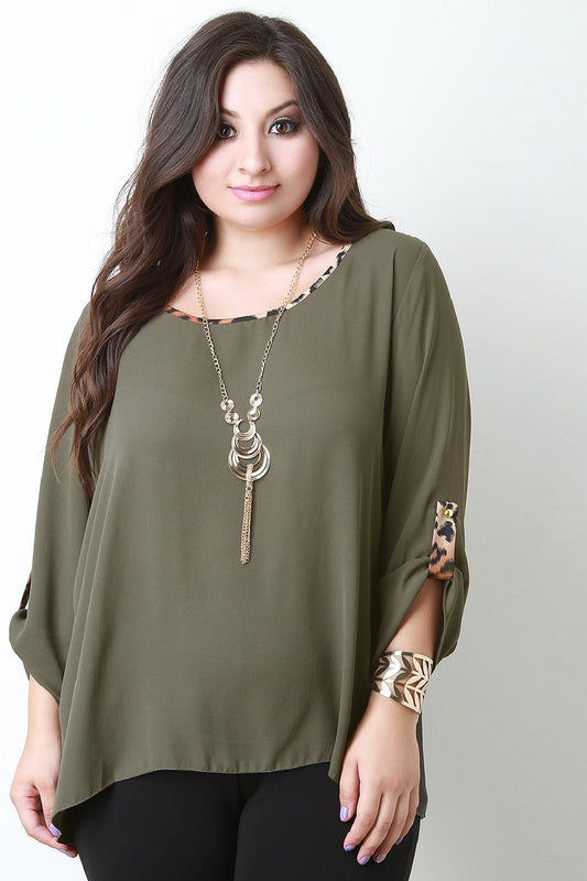 Leopard Trim Necklace Top