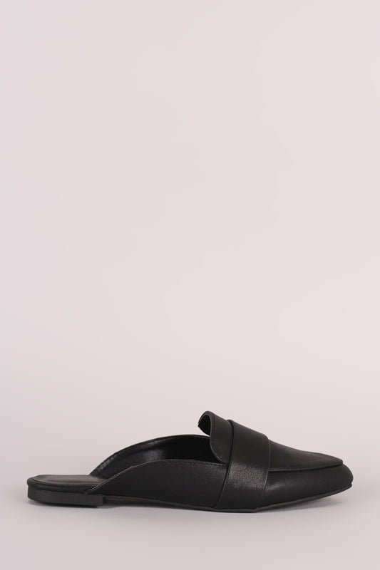 Qupid Backless Almond Toe Loafer Flat