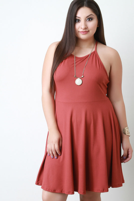Strappy Back Midi Skater Dress