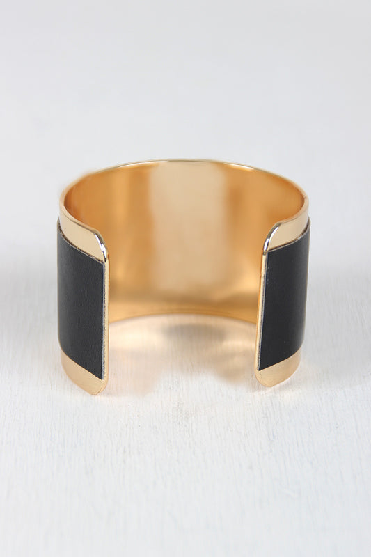 Vegan Leather and Metal Cuff Bracelet