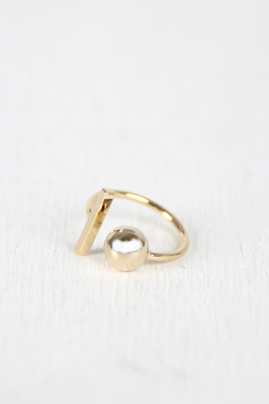 Sphere and Bar Open Ring