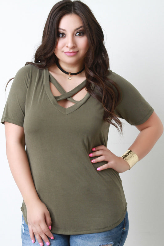 X V Neck Vintage Wash Tee