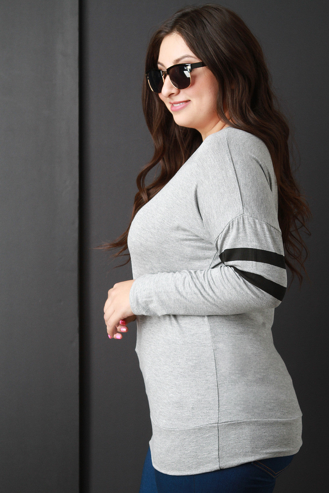 Casual Long Sleeve Double Arm Band Top