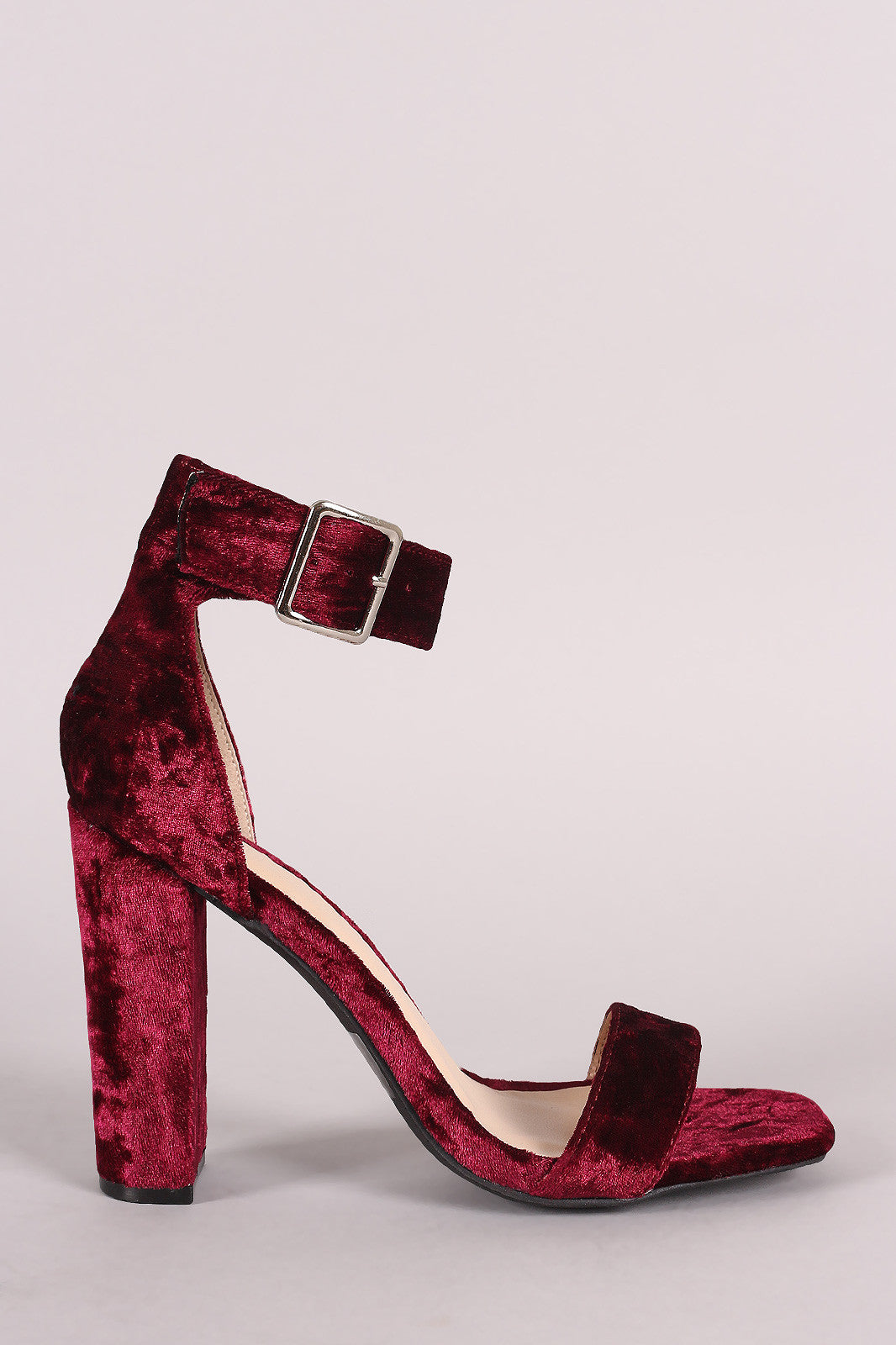 Wild Diva Lounge Velvet Open Toe Chunky Heel