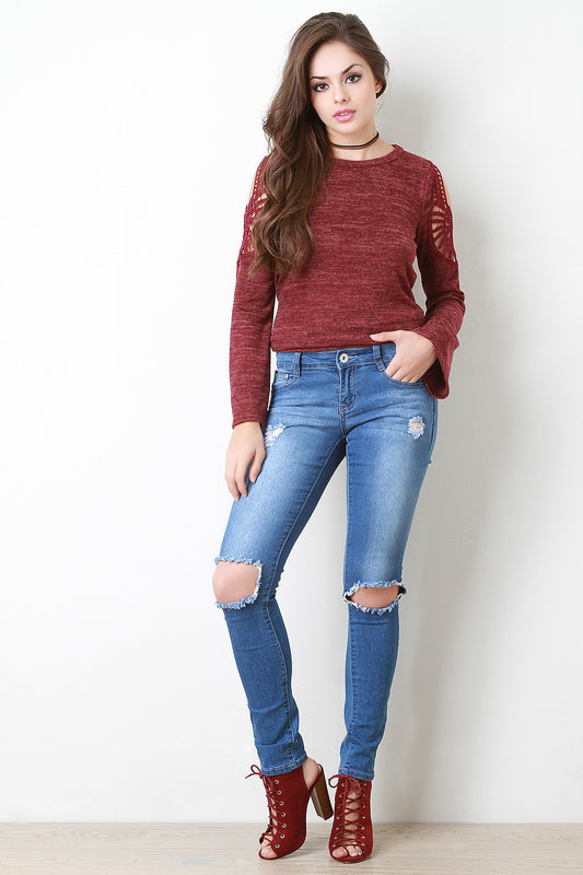 Knee Holes Distress Skinny Jeans
