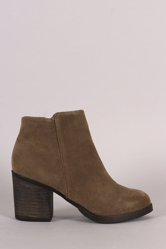 Bamboo Plain Suede Chunky Heeled Ankle Boots
