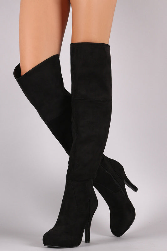 Suede OTK Platform Stiletto Boots