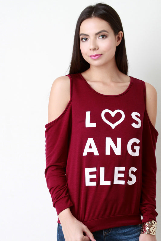 Heart Los Angeles Cold Shoulder Sweater Top