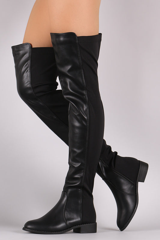 Leather Elastane Fit Over the Knee Boots