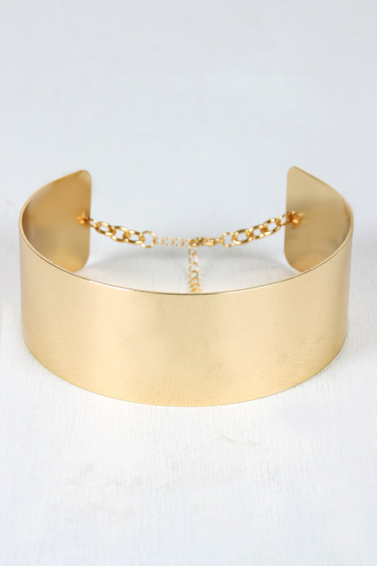 Wide Metallic Collar Choker