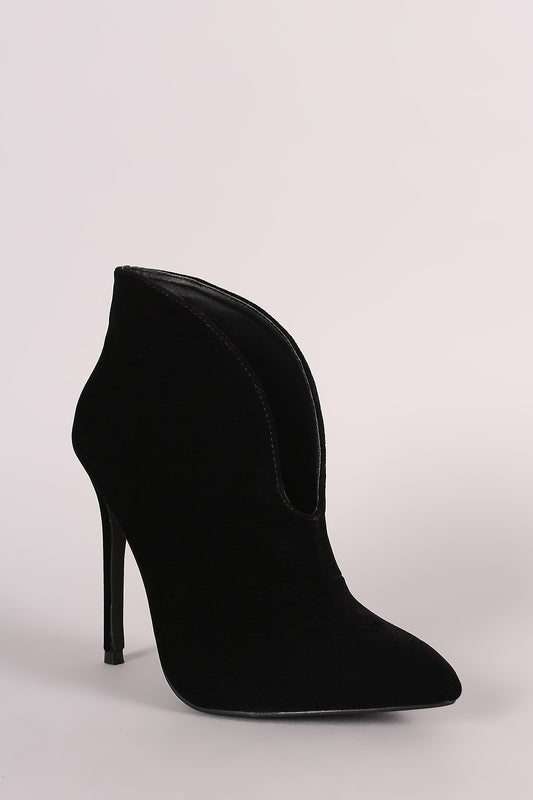 Pointy Toe Cleavage Stiletto Ankle Boots