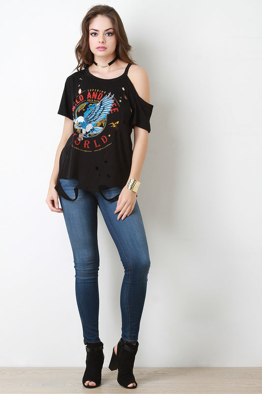Wild and Free Graphic Distressed Tee