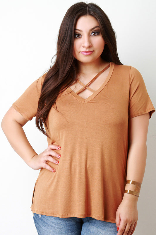 Cross MY Heart V Neck Tee