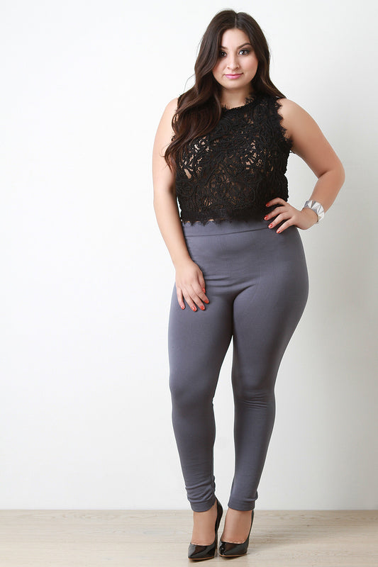 Rope-Embroidered Eyelash Lace Crop Top