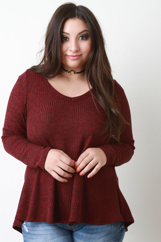 Ribbed Knit Long Sleeves Top