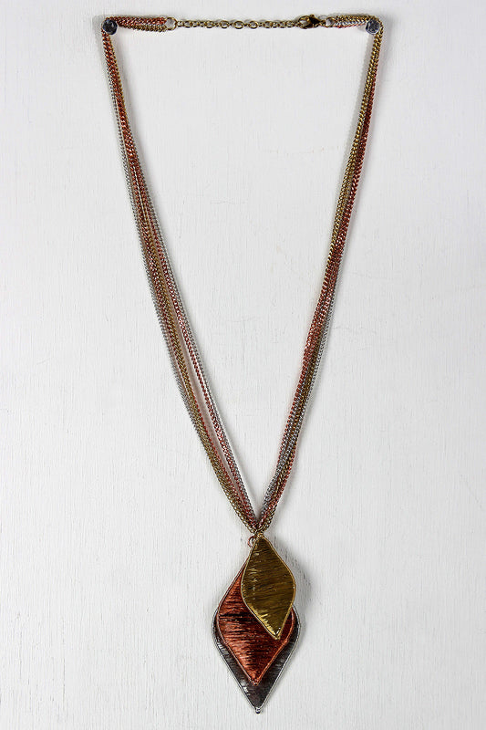 Trinity Wire Wrap Leaf Necklace