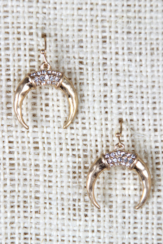 Crescent Rhinestones Dangle Earring