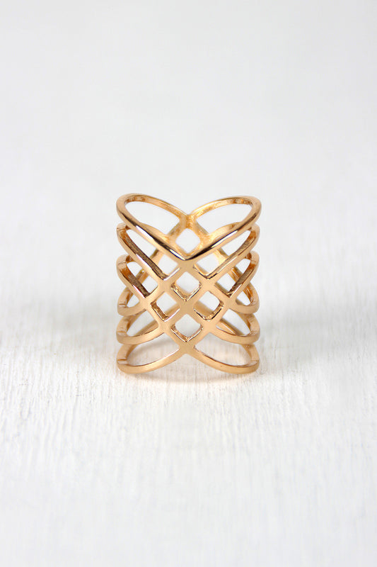 Crossover Diamond Cutout Armor Ring