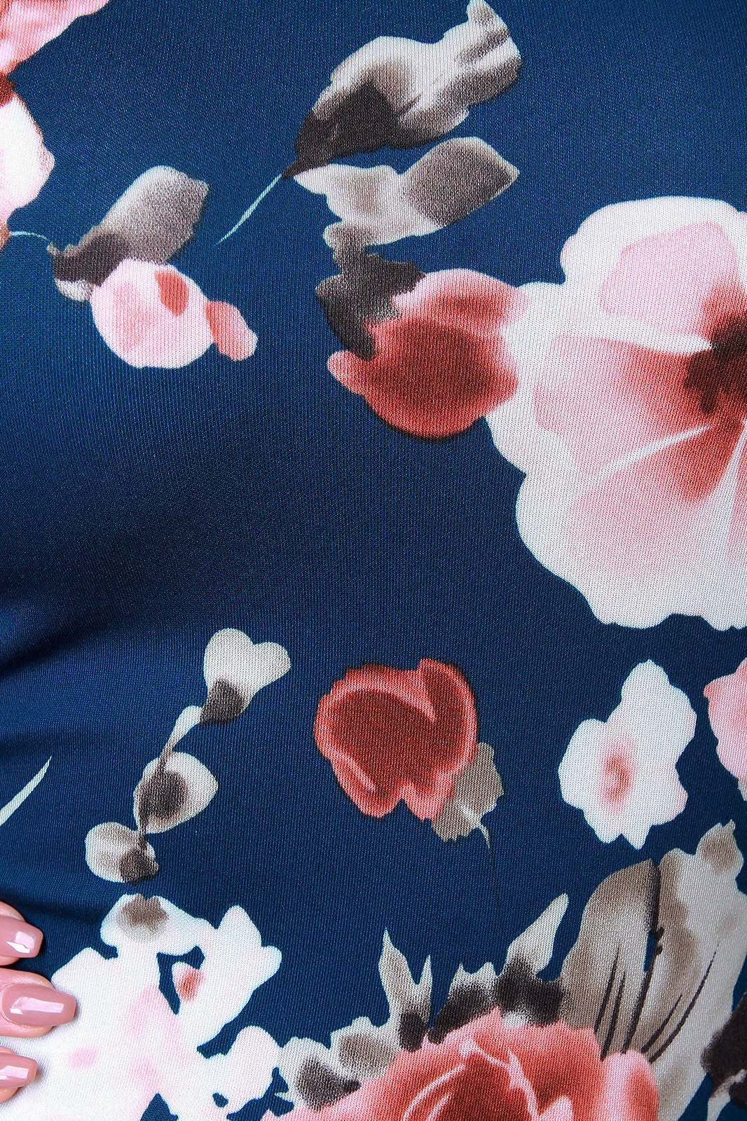 Blossom Print Off-The-Shoulder Cuff Sleeves Dress